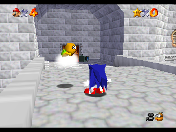 Smash Remix Sonic in Mario 64 background