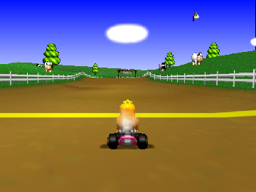 Mario Kart 64 CPUs use human items including shells background